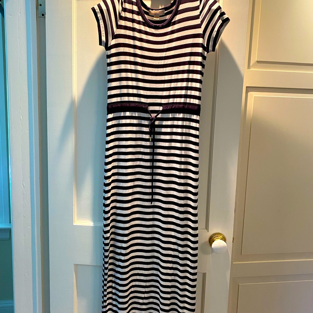 Michael Kors maxi dress.  Jersey stripe.    Self-belted
